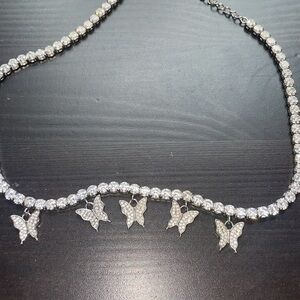 Butterfly Zirconia choker necklace